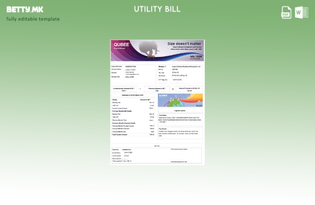 Модерен стил Шаблон за збор за сметки за комунални услуги во Бангладеш Куби